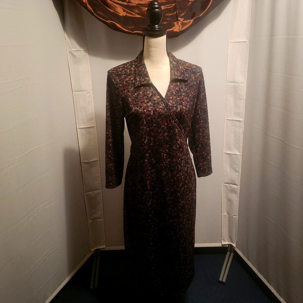 Connected Apparel, size 12, multicolored, wrap dress.